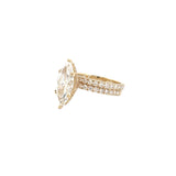 14K Gold 4.00 Carat Lab Grown Marquise Diamond Prong Set Engagement Set with Diamond Under Halo and Prongs