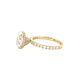 14K Gold 3.00 Carat Lab Grown Oval Diamond Prong Set Engagement Ring with Diamond Under Halo and Prongs
