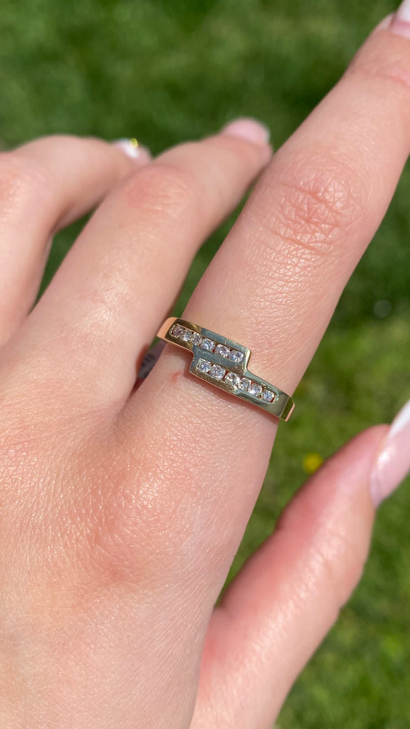 14K Gold Channel Set Flat Top Diamond Band