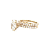 14K Gold 3.00 Carat Lab Grown Oval Diamond Prong Set Engagement Set with Diamond Under Halo and Prongs