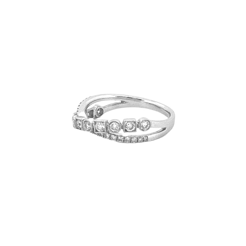 14K Gold X Art Deco Diamond Band