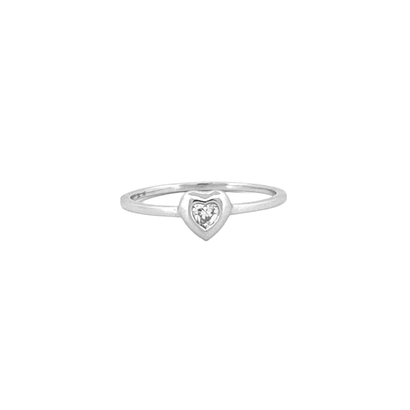 14K Gold Puff Heart Bezel Diamond Band