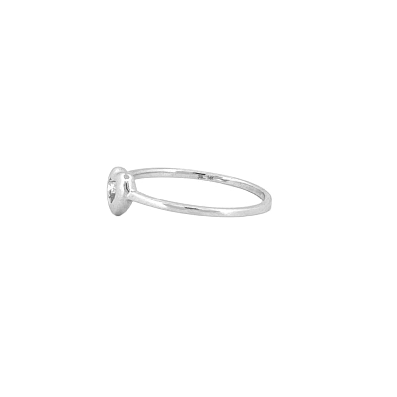 14K Gold Puff Heart Bezel Diamond Band