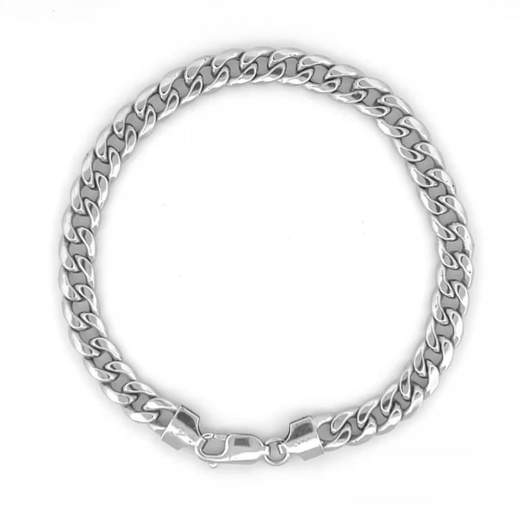 14K White Gold 6.5MM Cuban Bracelet