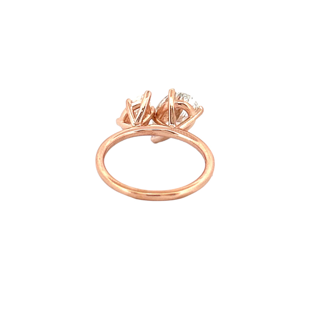 14K Gold 3.20 Carat Lab Grown Diamond Toi Et Moi Duo Pear Engagement Ring
