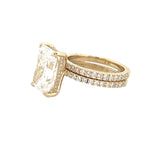 14K Gold 7.00 Carat Lab Grown Radiant Diamond Prong Set Under Halo Engagement Set