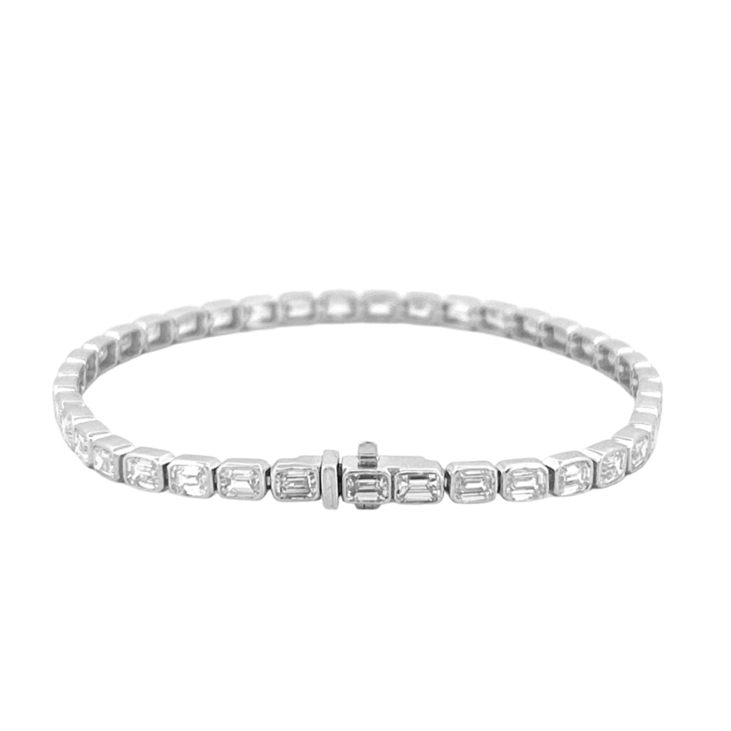 14K Gold East West Tennis Emerald Cut Diamond Bracelet