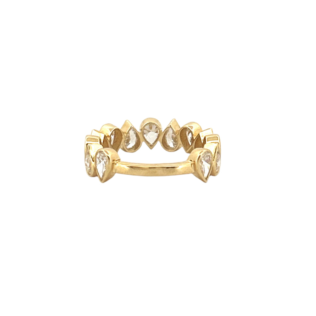 14K Gold Alternating Lab Grown Diamond Pear Bezel Fashion Band