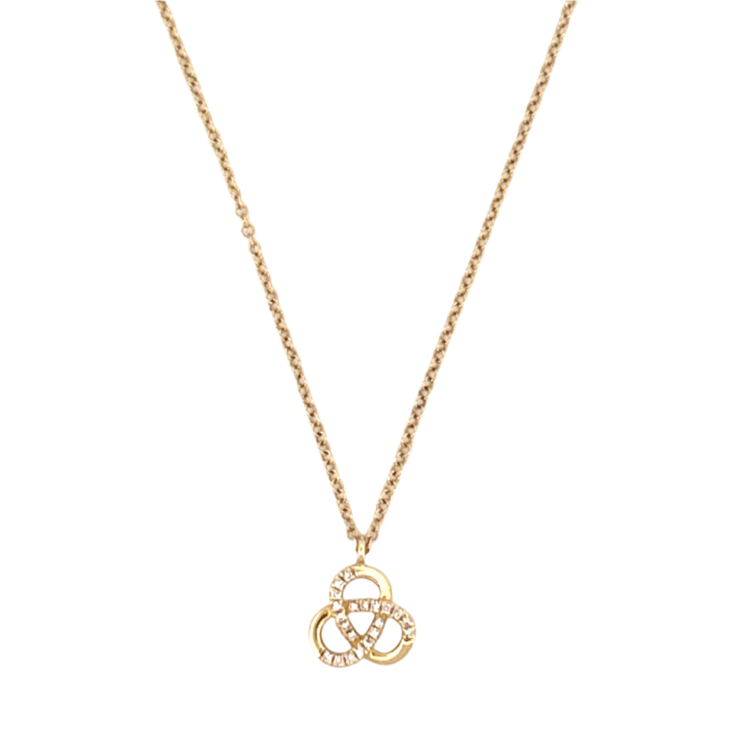 14K Gold Tri Knot Diamond Pendant Necklace