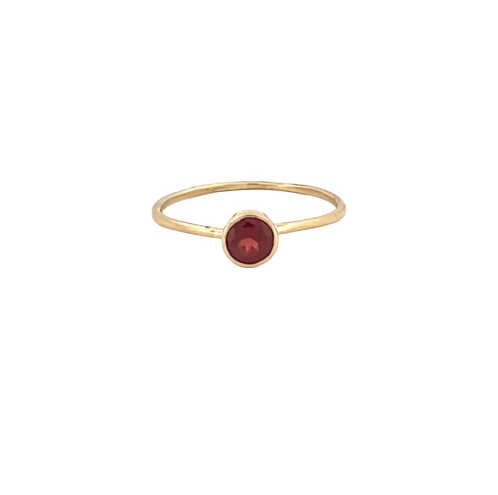 14K Gold Birth Stone Round Bezel Ring