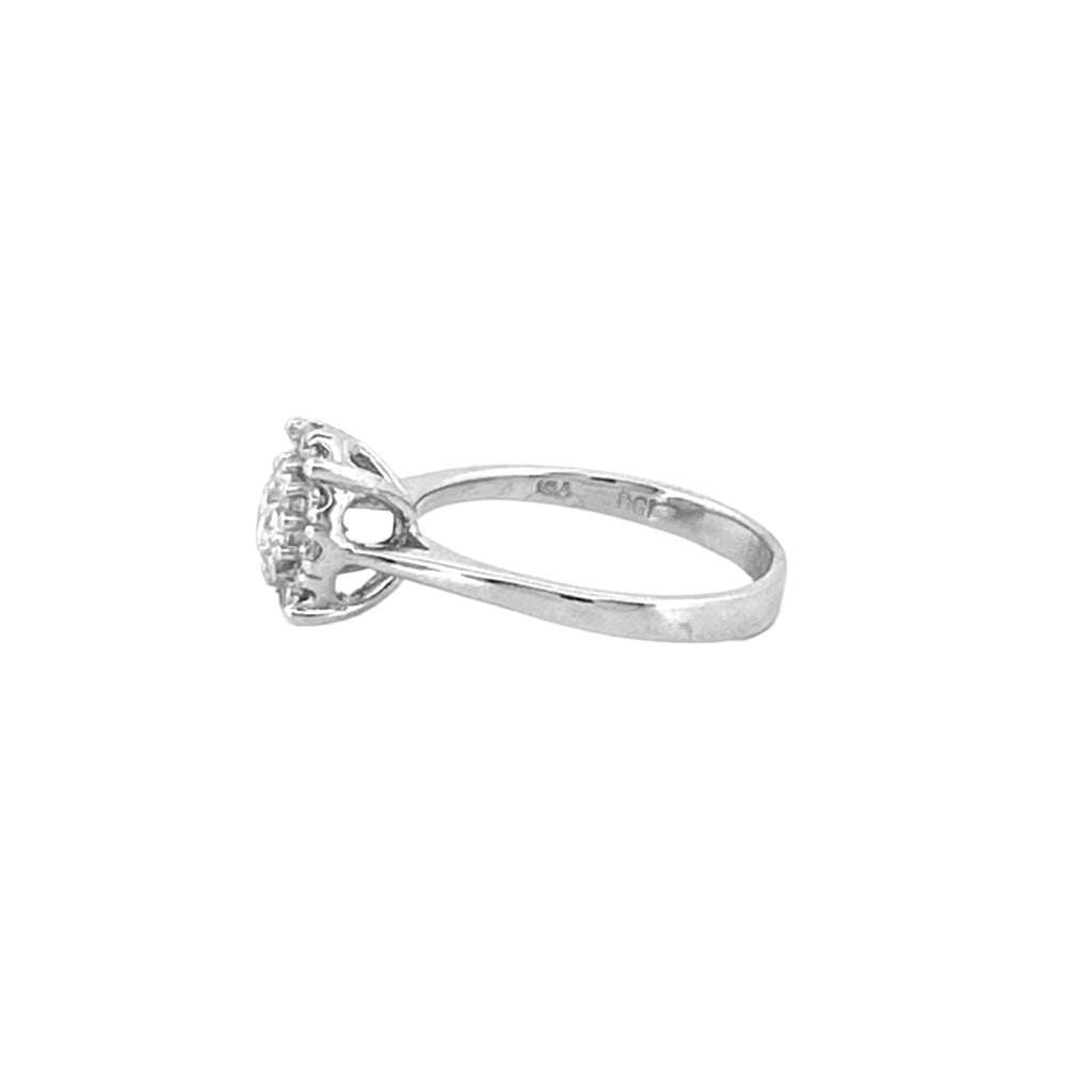 14K Gold Round Halo Engagement Ring