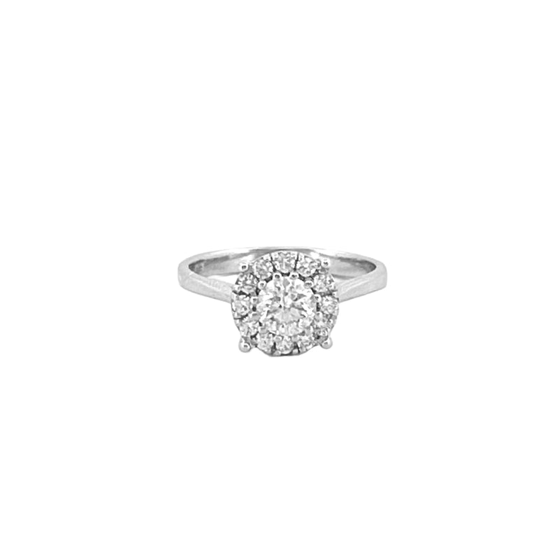 14K Gold Round Halo Engagement Ring