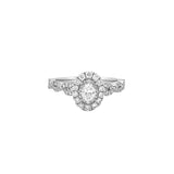 14K Gold Natural Oval Diamond Twist Halo Engagement Ring