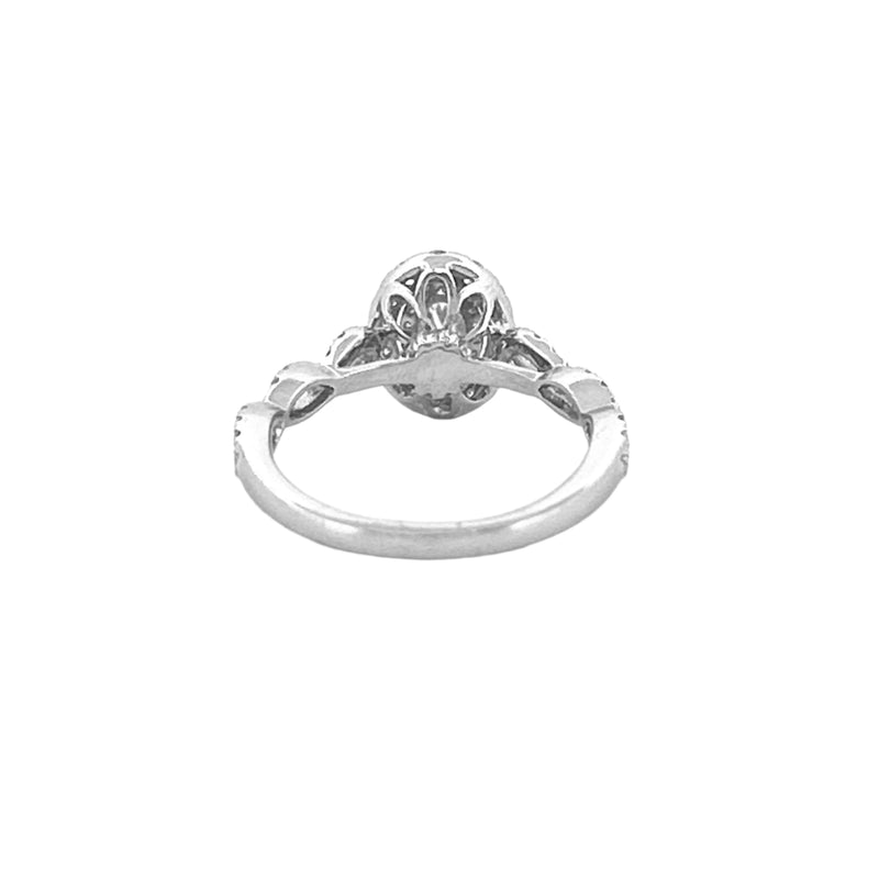 14K Gold Natural Oval Diamond Twist Halo Engagement Ring