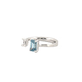 14K Gold Blue and White Lab Grown Diamond Open Band