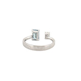 14K Gold Blue and White Lab Grown Diamond Open Band