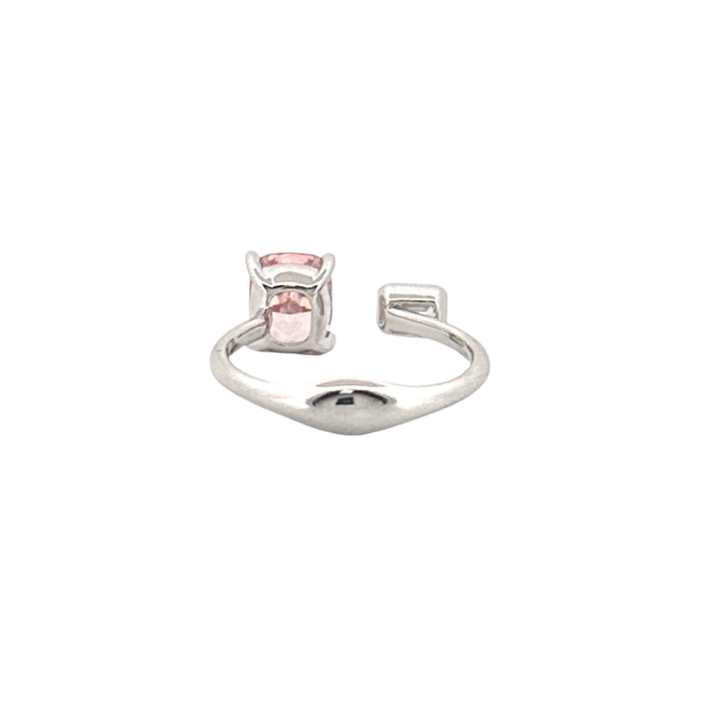 14K Gold Pink and White Lab Grown Diamond Open Band
