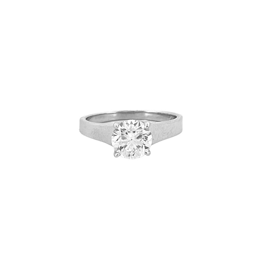 14K Gold 1.50 Carat Round Cut Lab Grown Diamond Thick Cathedral Solitaire Engagement Ring