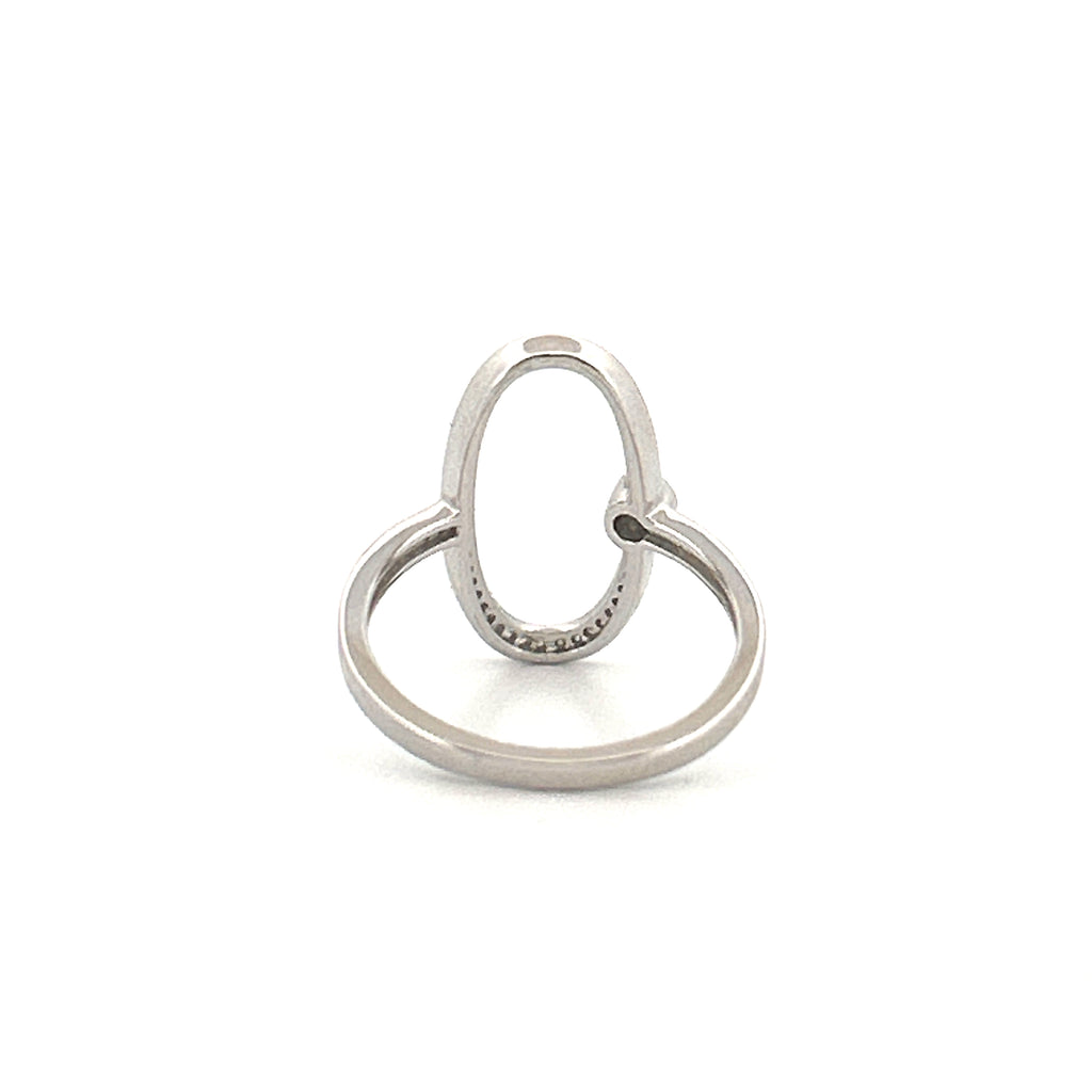 14K White Gold Open Oval Diamond Ring
