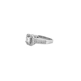 14K Gold Princess Natural Diamond Halo 3 Row Engagement Ring