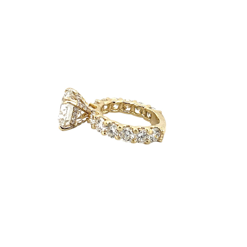 14K Gold 5.00 Carat Lab Grown Round Diamond Under Halo U Prong Engagement Ring