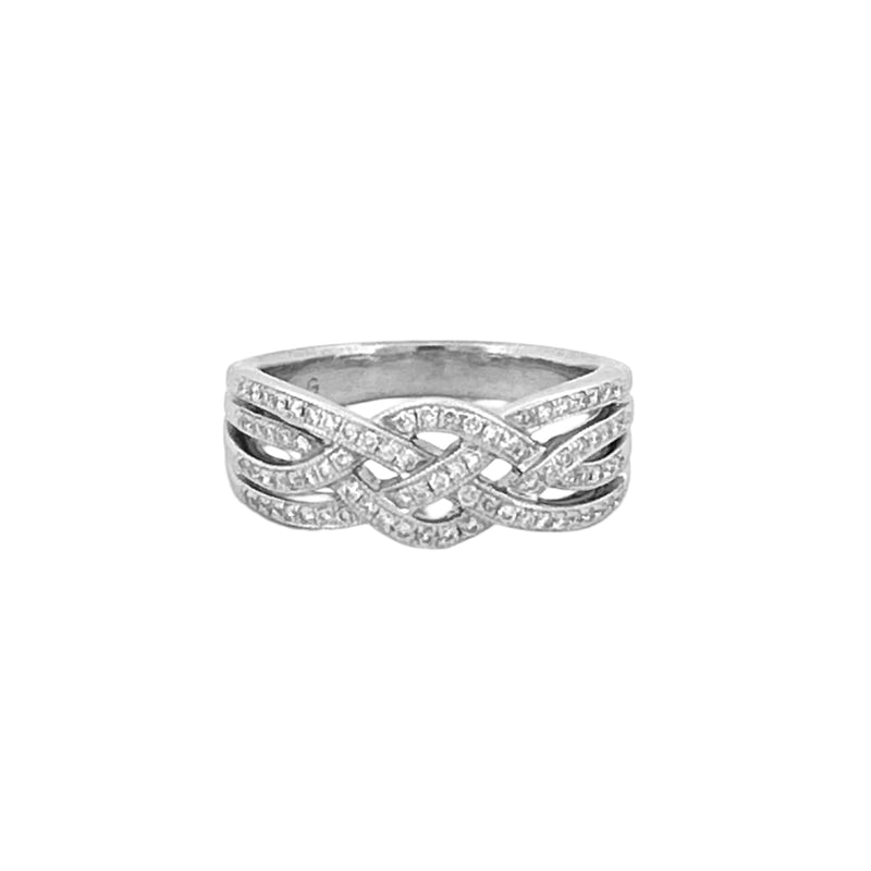14K Gold Celtic Style Four Row Diamond Band