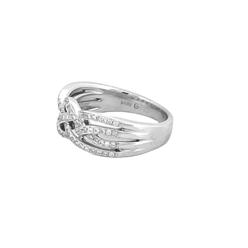 14K Gold Celtic Style Four Row Diamond Band