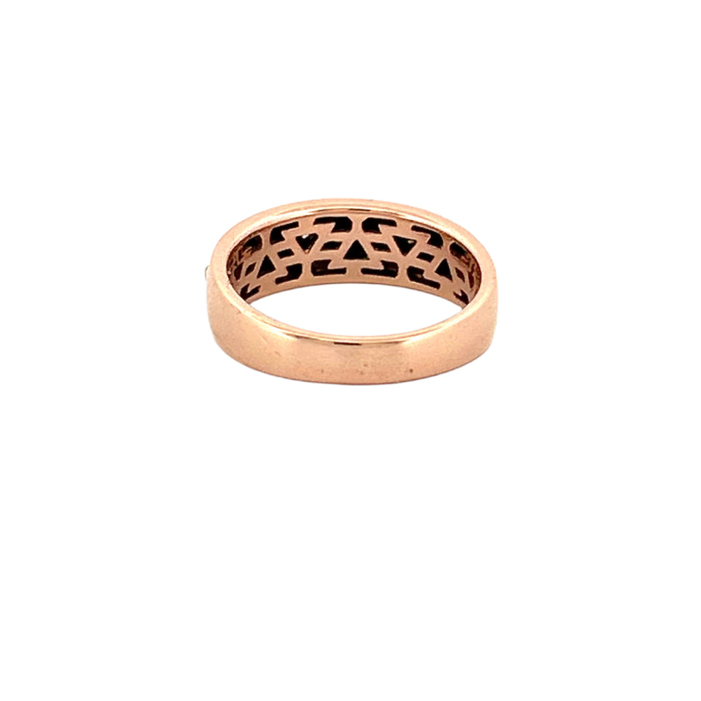 14K Gold Brushed Center Row Diamond Band