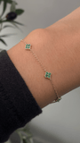 14K Gold Emerald Clover Bracelet