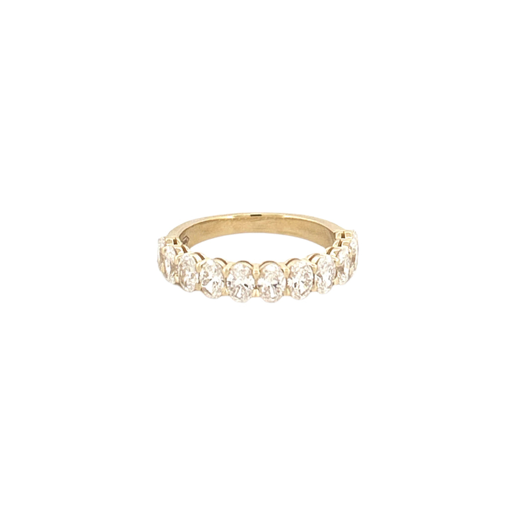 14K Gold Halfway Oval Lab Grown Diamond Wedding Band