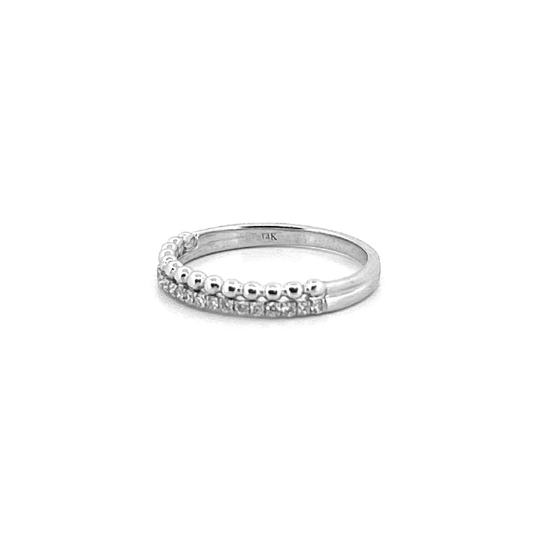 14K Gold Bead and Prong Set Diamond Two Row Band