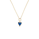 14K Gold Agate Heart Diamond Pendant Lariat Necklace