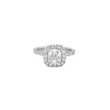 14K Gold 1.50 Carat Lab Grown Cushion Diamond Halo Ribbed Engagement Ring