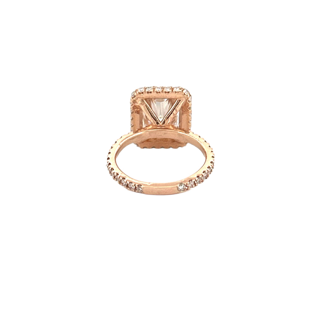 14K Gold 2.75 Carat Radiant Moissanite 3D Halo Prong Set Engagement Ring
