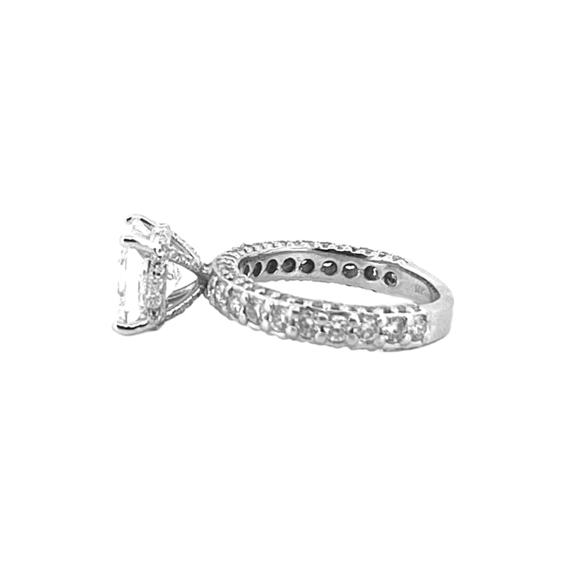 14K Gold 3.00 Carat Lab Grown Princess Diamond Under Halo 3D Engagement Ring