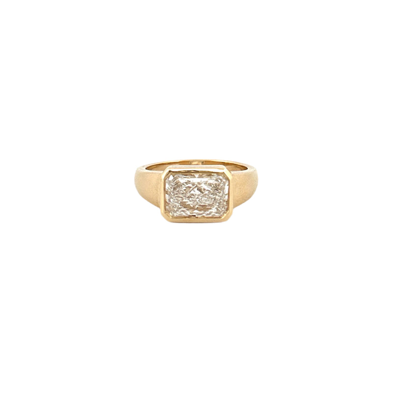 14K Gold East West 3.00 Carat Lab Grown Radiant Diamond Bezel Engagement Band