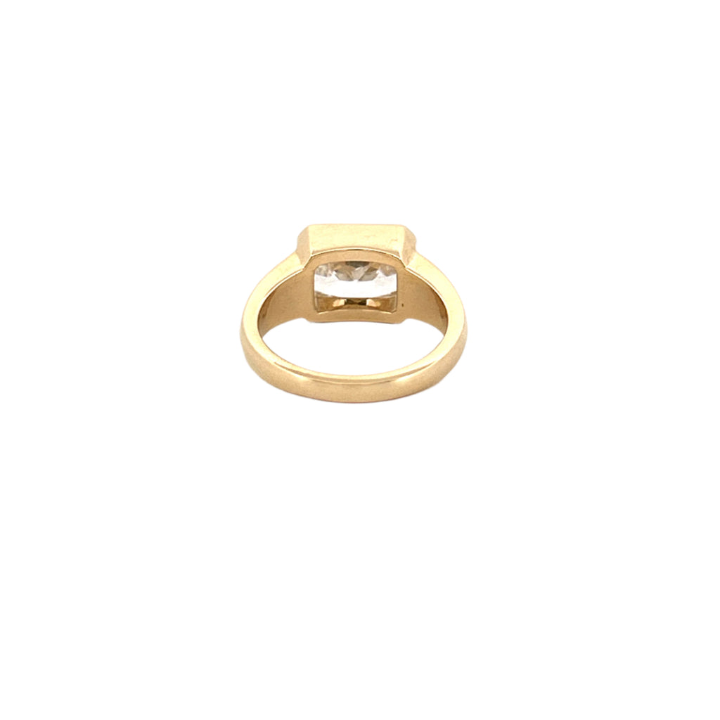 14K Gold East West 3.00 Carat Lab Grown Radiant Diamond Bezel Engagement Band