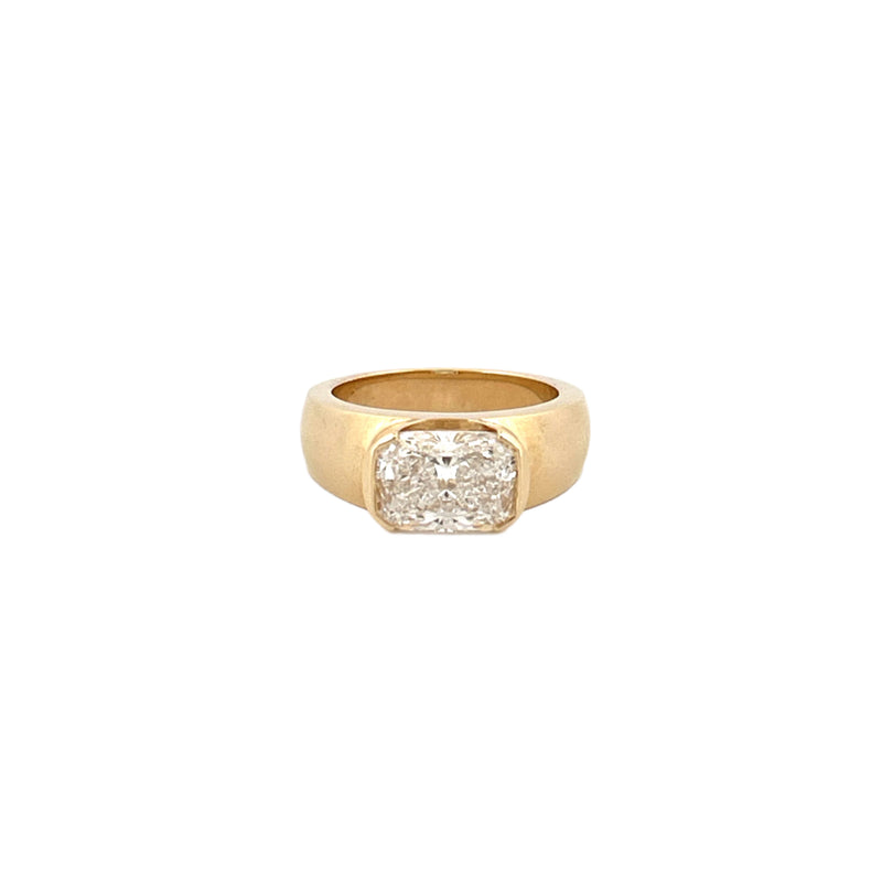 14K Gold East West 3.00 Carat Lab Grown Elongated Cushion Diamond Bezel Engagement Band