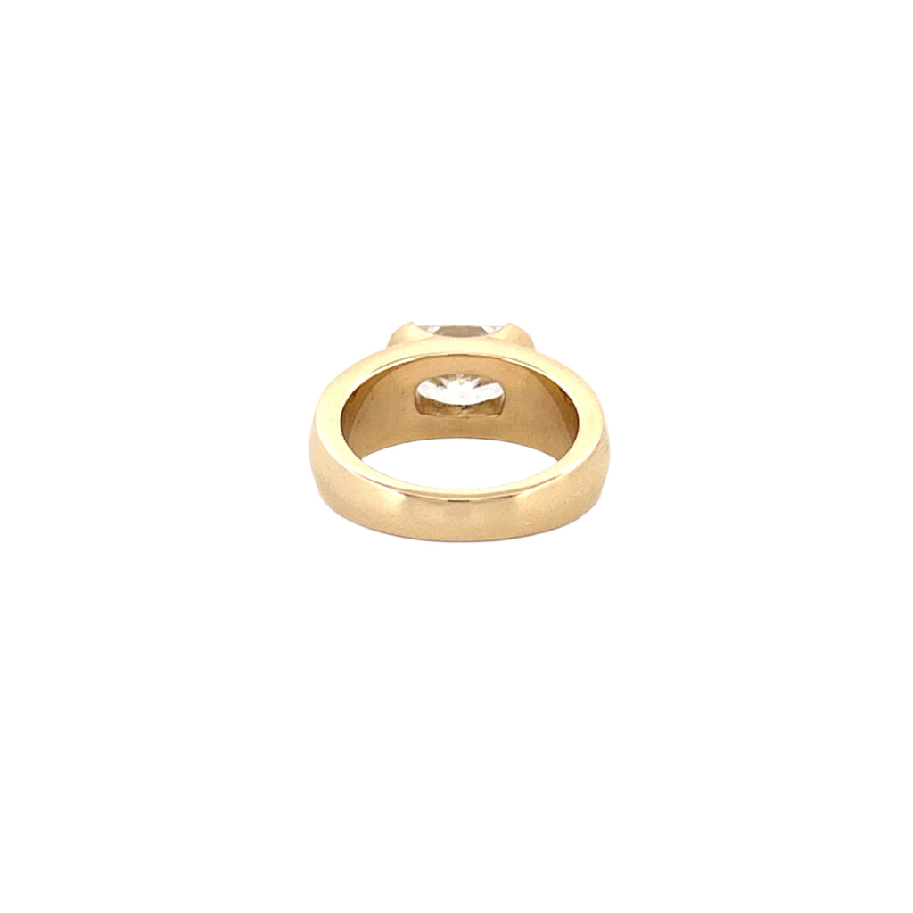 14K Gold East West 3.00 Carat Lab Grown Elongated Cushion Diamond Bezel Engagement Band