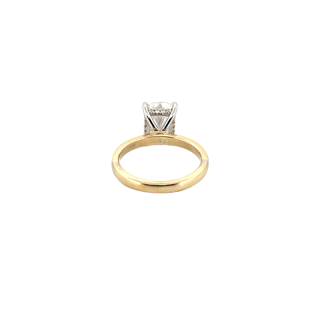 14K Two-Tone Gold 3.00 Carat Lab Grown Radiant Solitaire Under Halo Engagement Ring