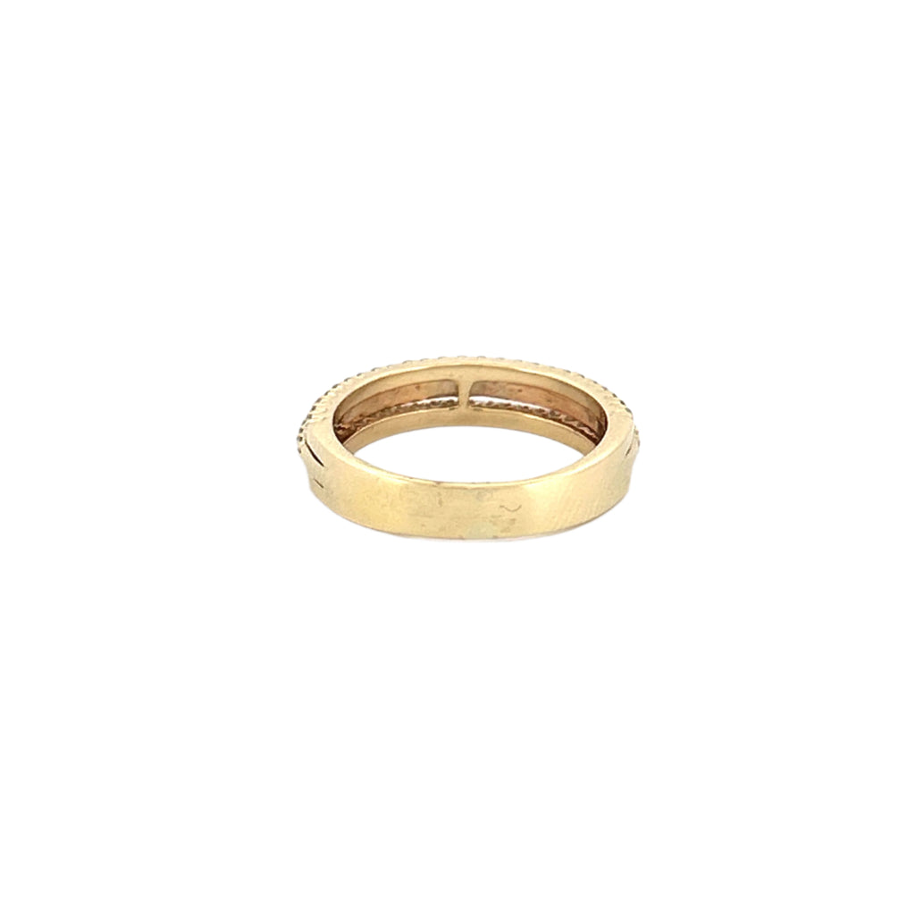 14K Gold Three-Row Raised Diamond Band