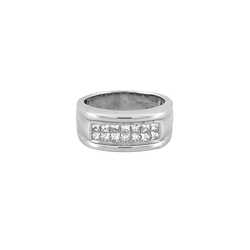14K Gold Invisible Two Row Mens Band