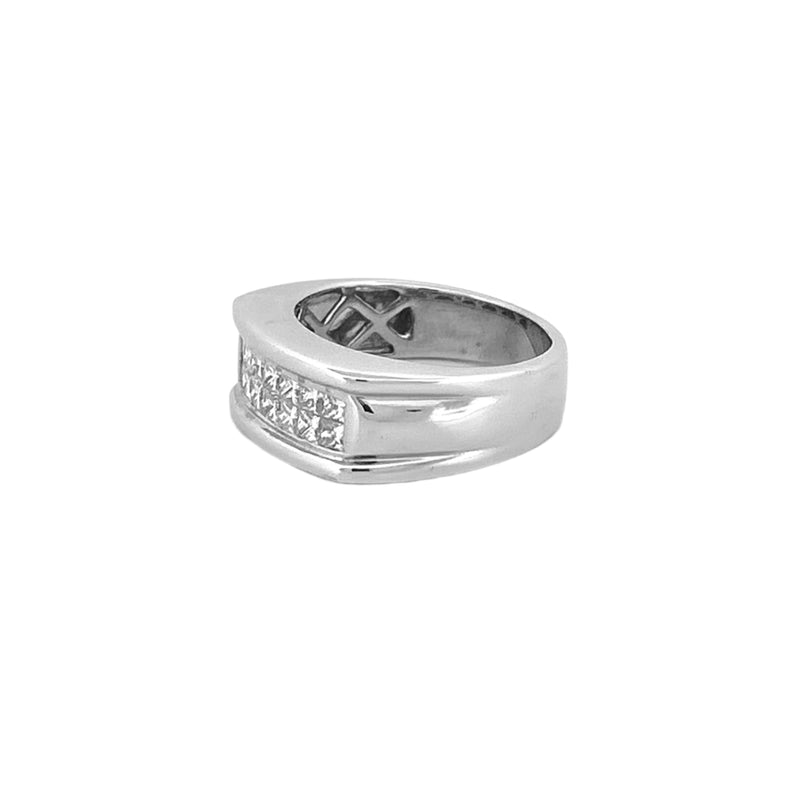 14K Gold Invisible Two Row Mens Band