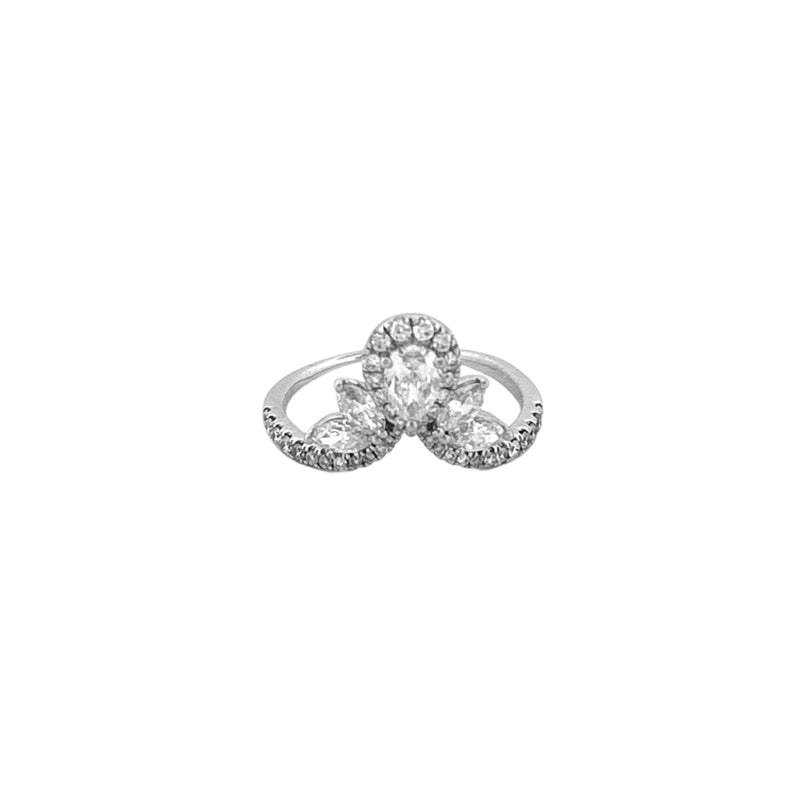 14K Gold Diamond Marquise and Pear Crown Band