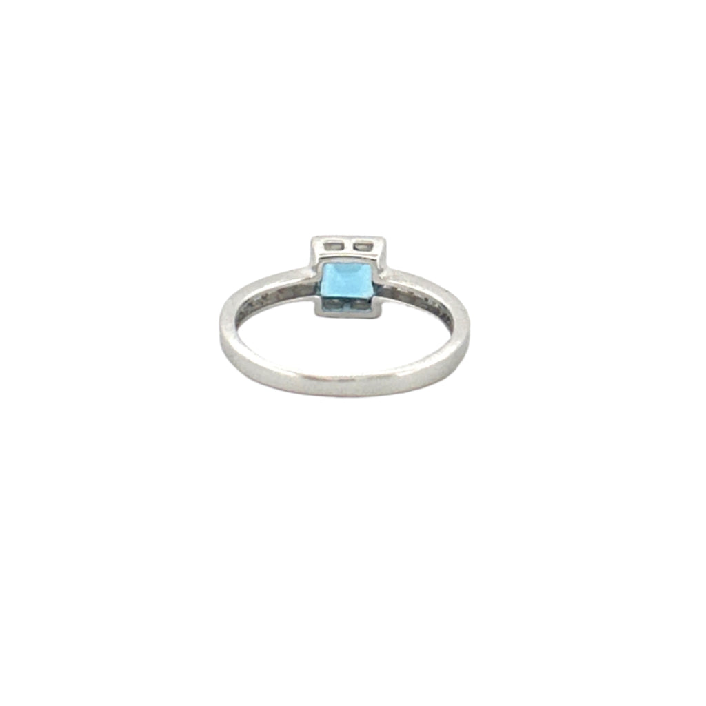 14K Gold Princess Blue Tourmaline Bezel Ring