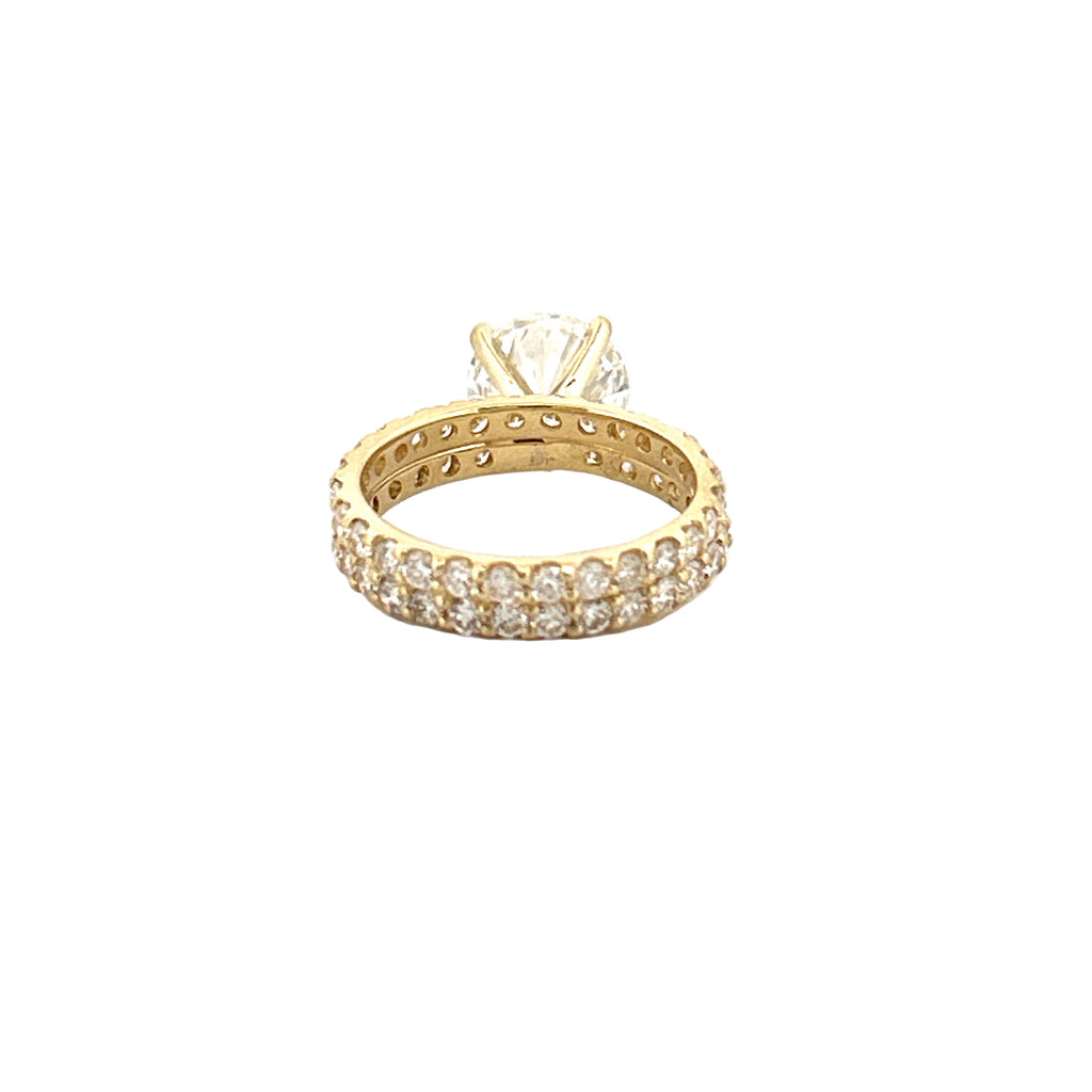 14K Gold 3.50 Carat Lab Grown Round Diamond Under Halo Bowtie Eternity Engagement Set
