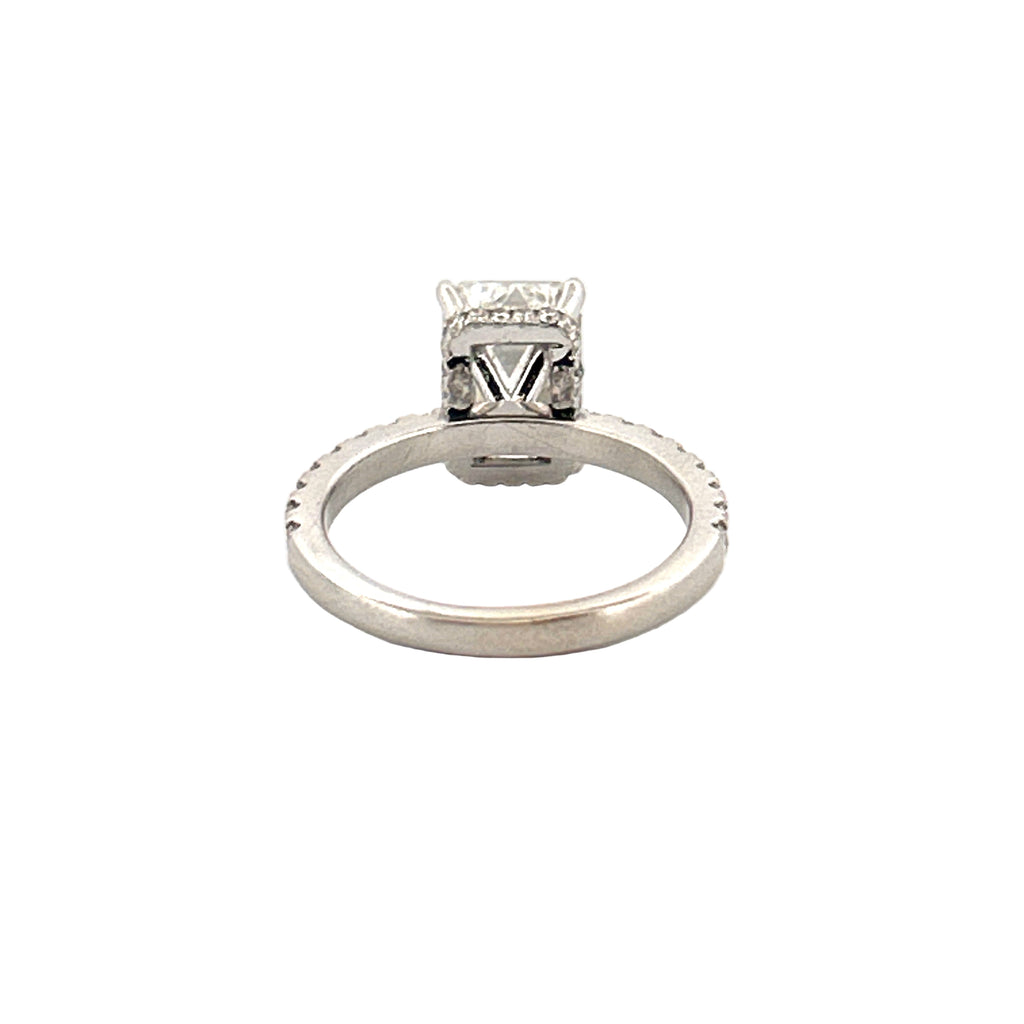 14K Gold 3.00 Carat Lab Grown Emerald Diamond Under Halo Engagement Ring