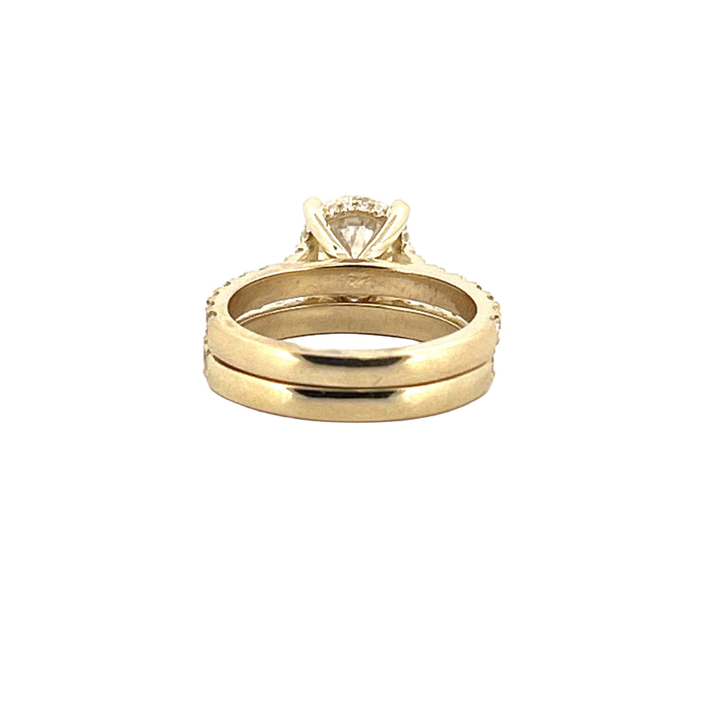 14K Gold 2.00 Carat Lab Grown Round Diamond Cathedral Engagement Set