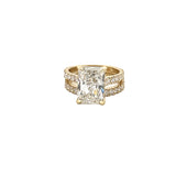 14K Gold 4.00 Carat Lab Grown Radiant Diamond Cathedral Engagement Wedding Set