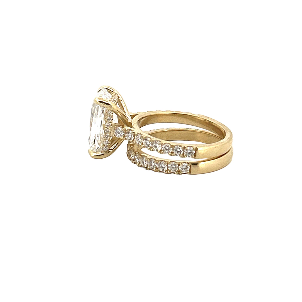 14K Gold 4.00 Carat Lab Grown Radiant Diamond Cathedral Engagement Wedding Set
